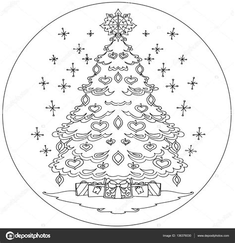 Árbol de Navidad para colorear mandala vector gráfico vectorial