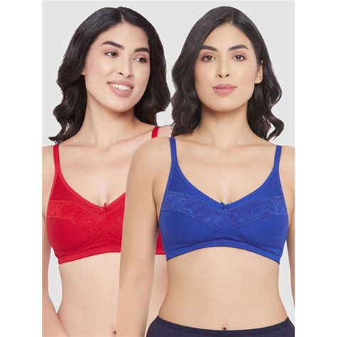 Clovia Pack Of 2 Cotton Non Padded Non Wired Full Cup Bra Red Buy