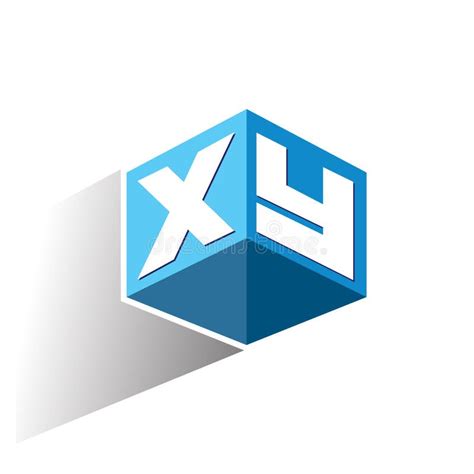 Letter Xy Logo In Hexagon Shape And Blue Background Cube Logo With