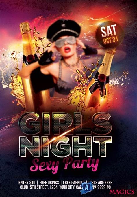 Girls Night Sexy Party Psd Flyer Template проекты и