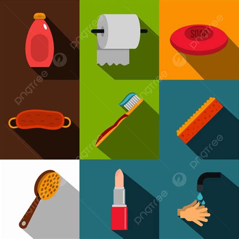 Bathroom Accessories Icon Set Health Bath Set Png And Vector With