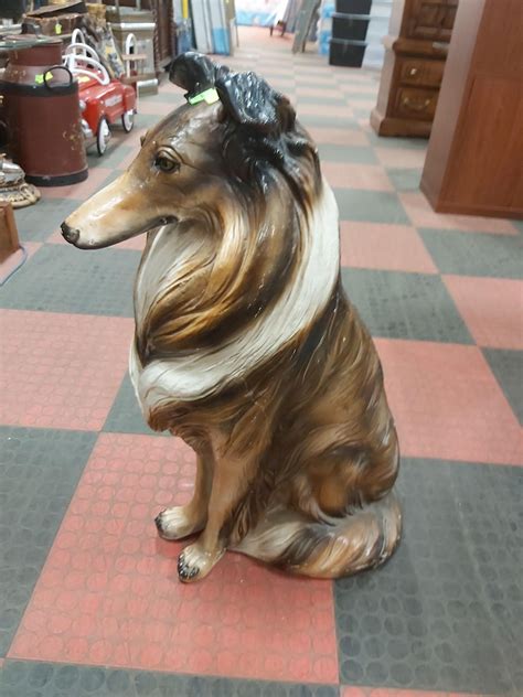 Life Size Collie Statue Circa 1940s
