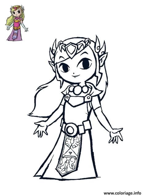 Coloriage La Princesse Zelda 1989 Aux Cheveux Blond Dessin Zelda à Imprimer