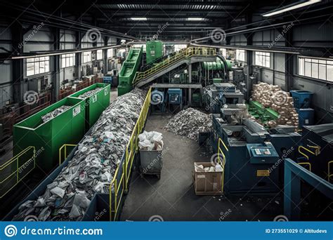 A Buzzing And Busy Recycling Center With Conveyor Belts And Machines