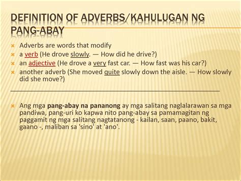 Solution Adverb O Pang Abay Studypool