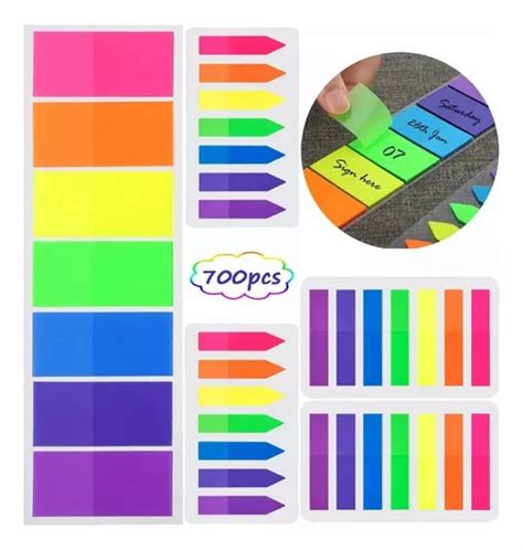 700 Piezas Notas Adhesivas Tipo Post It 7 Colores 5set Meses Sin