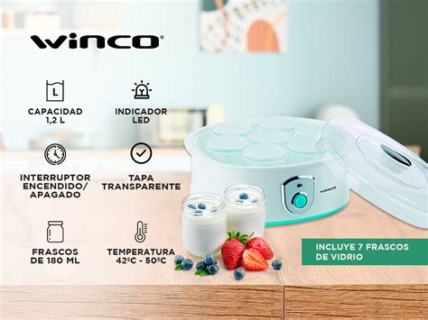 Yogurtera Electrica Winco W630 Maquina De Yogurt 7 Vasos Con Tapa