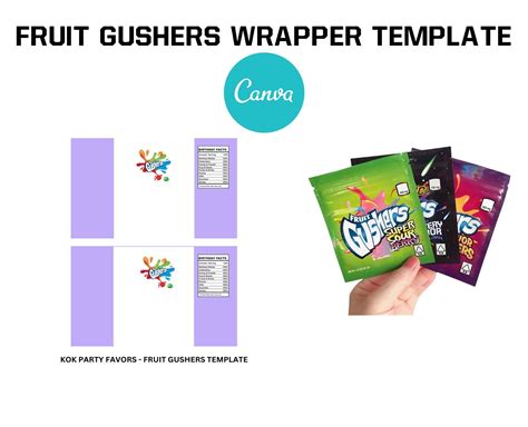 Blank Template For Canva Fruit Gushers Wrapper Templates Blank Editable