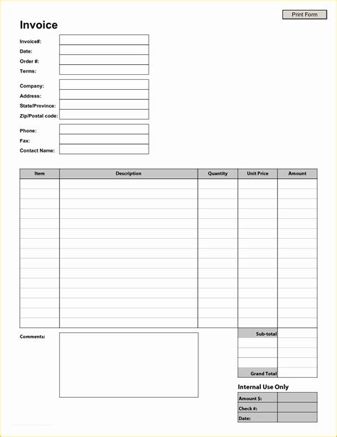 Basic Invoice Template Free Of Free Printable Invoice Template Uk