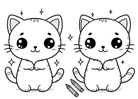 Coloriage Deux Chats Kawaii Télécharger Et Imprimer Gratuit Sur