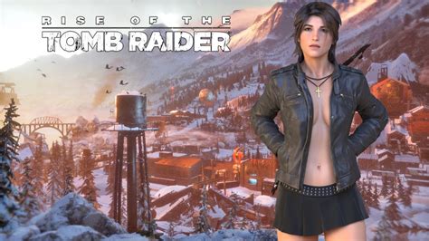 Rise Of The Tomb Raider Lara Shirtless Leather Jacket And Mini Skirt