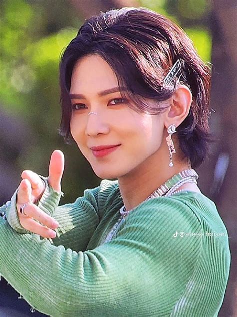 Ateez Yeosang Kang Yeo Sang Hair Styles Green Outfit