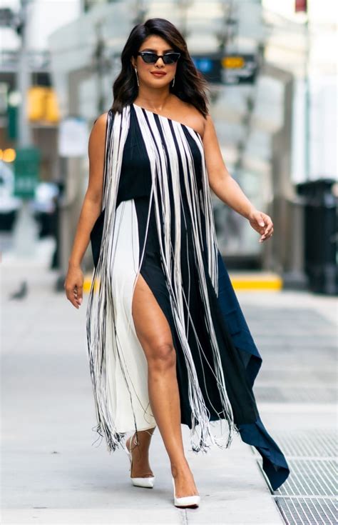 Priyanka Chopra Black And White Fringe Dress Popsugar Fashion Photo 10