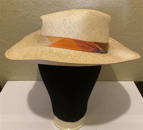 Vintage Churchill Ltd Straw Hat Panama Style With Col Gem