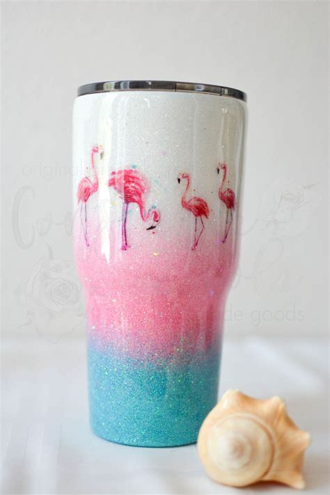 Flamingo Beach Tri Color Glitter Ombre Oz Stainless Steel Etsy In