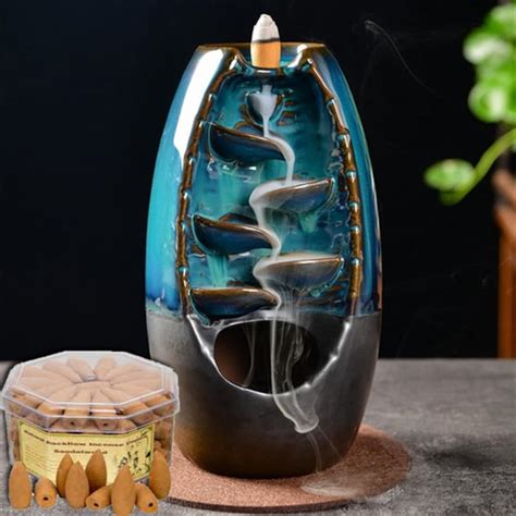 Backflow Incense Burner With 70 Cones Waterfall Incense Etsy