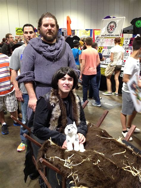 Game Of Thrones Cosplay Featuring Bran Stark With His Direwolf Pup