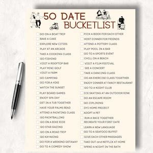 Date Bucket Listprintable Bucket Listdate Ideascouple Etsy