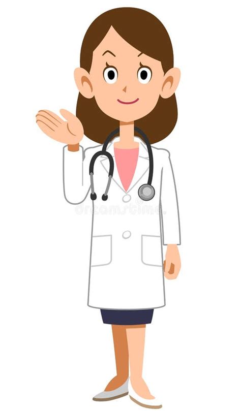 Female Doctor Wearing Lab Coat With Correct Answer Bill Stock Vector