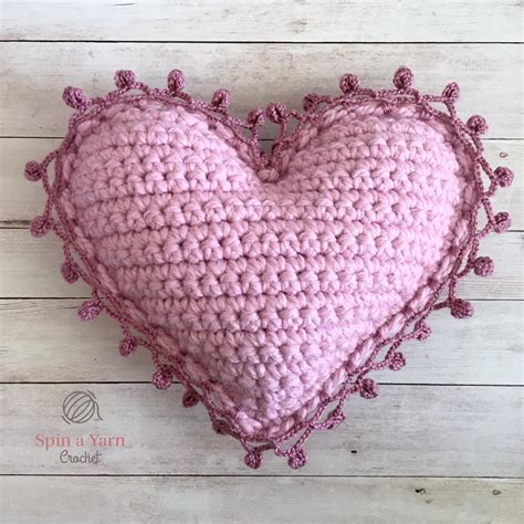 Heart Pillow Free Crochet Pattern • Spin a Yarn Crochet