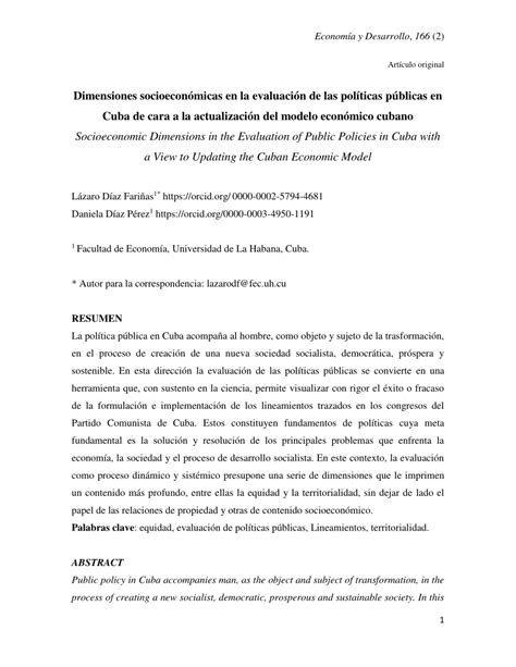 PDF Dimensiones socioeconómicas en la evaluación de las políticas