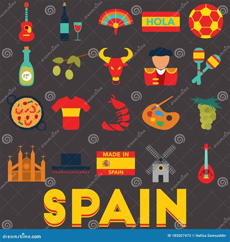 Set Of Spain Icons Stock Illustration Illustration Of Glass