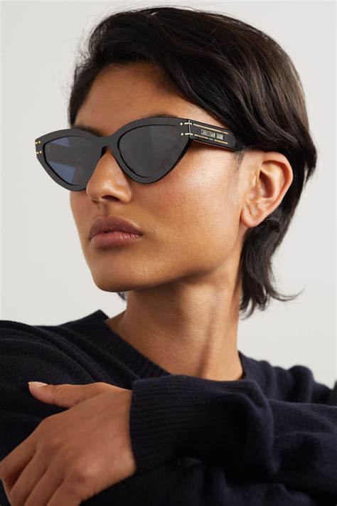 Blue Diorsignature B U Cat Eye Acetate And Silver Tone Sunglasses