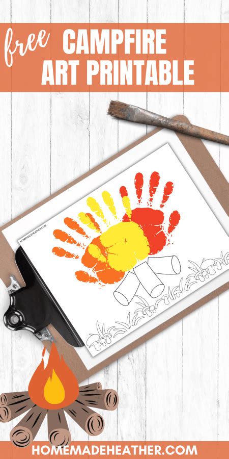 Free Campfire Handprint Art Printable Homemade Heather