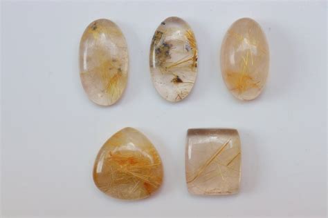 Goldener Rutilquarz Cabochon 6 Stück Lot Goldener Rutilquarz Edelstein