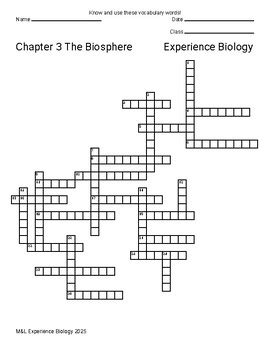 2025 Experience Biology Ch 3 Crosswords By Simple Biology TPT