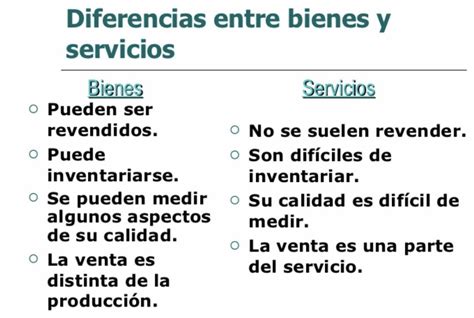 Similitud Y Diferencia De Bienes Y Servicios Cuadro Comparativo