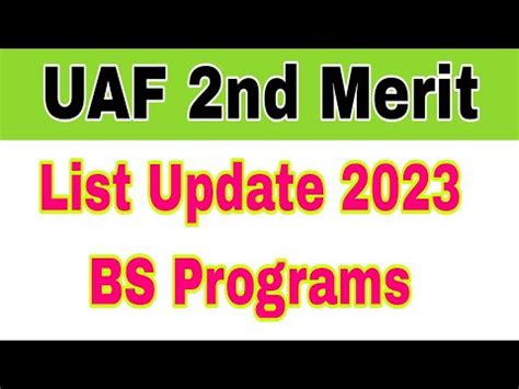 Uaf Nd Merit List Update Bs Programs Uaf Nd Merit List Check