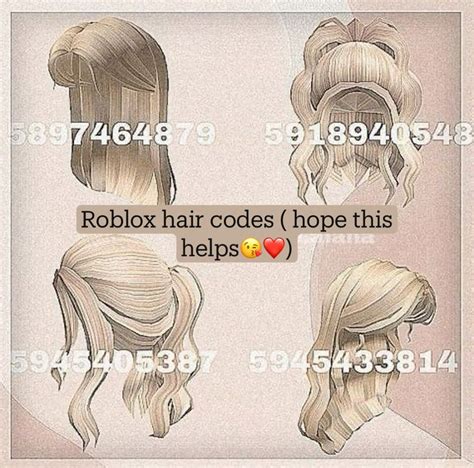 Roblox Hair Codes Hope This Helps Plz Follow And Like Roblox Blonde Hair Roblox