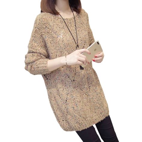 Loose Knitted Women Sweater Fashion O Neck Long Sleeve Jumper Sweater