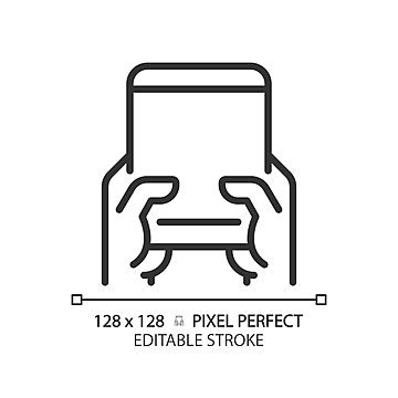 Hand With Tablet Pixel Perfect Linear Icon Body Line Symbol Vector