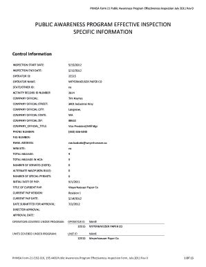 Fillable Online Utc Wa Inspection Document Phmsa Form Pap