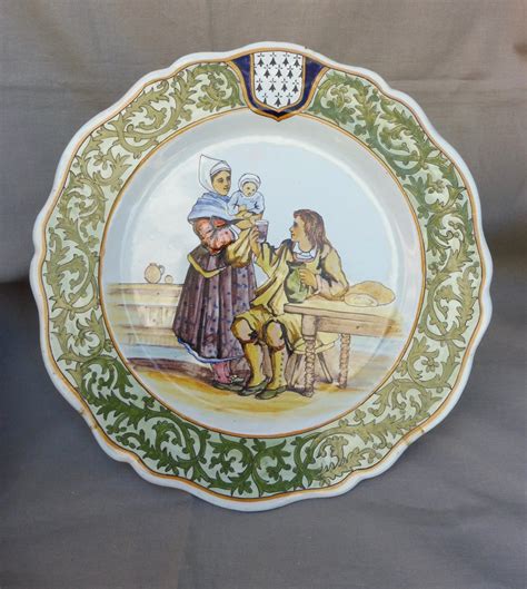 Proantic Porquier Beau Quimper XIXème Assiette Faïence Polychrome