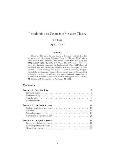 Pdf Introduction To Geometric Measure Theory · Introduction To