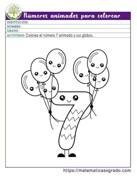 Dibujos de números animados para colorear del 1 al 10