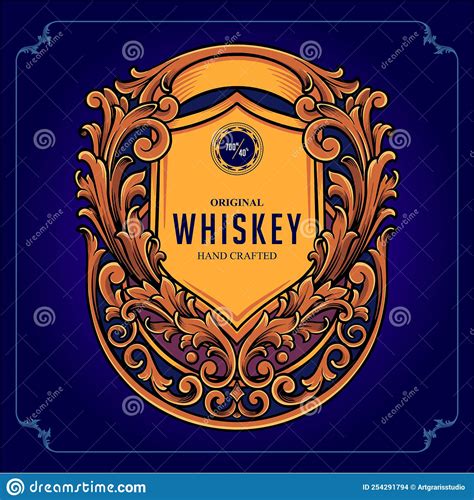 Whisky Label Antique Typography Vintage Frame Logo Design Cartoon