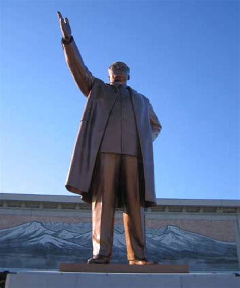 Statue of Kim Sung Il, "the great leader" and founder of the DPRK, in ...