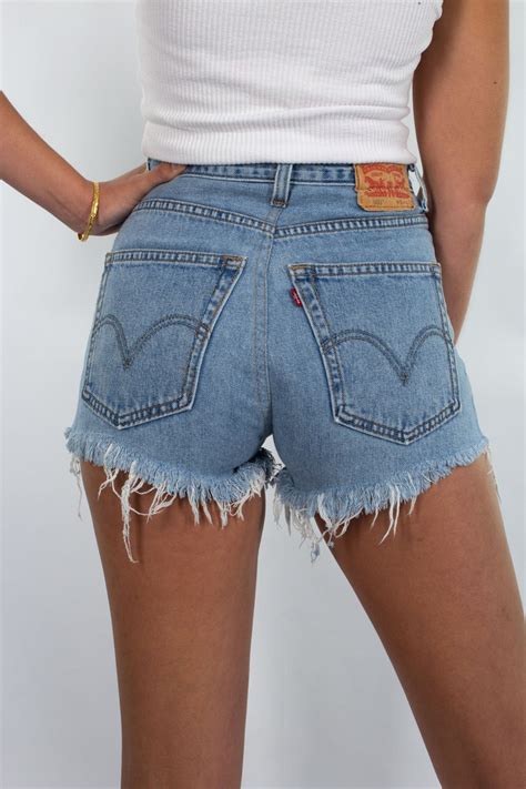 Vintage S Blue Levis High Waist Cut Off Denim Shorts Etsy Canada