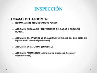 Semiología Abdomen solo INSPECCIÓN Y AUSCULTACIÓN PPT