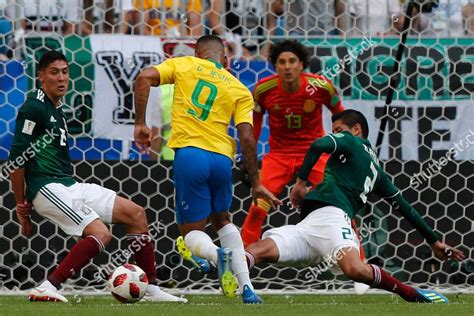 Brazils Gabriel Jesus Center Mexicos Jesus Editorial Stock Photo