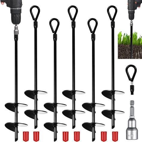 Amazon Zonon 6 Pcs 18 Inch Ground Anchors Spiral Blade Earth