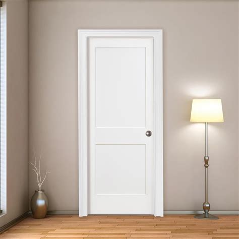 Steves & Sons 30 in. x 80 in. 2-Panel Square Shaker White Primed Solid Core Wood Interior Door ...