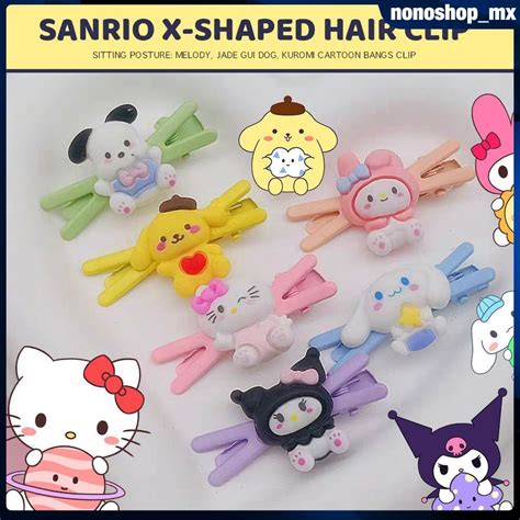 Pinzas Para El Cabello En Forma De X De Sanrio Melody Kuromi Flequillo