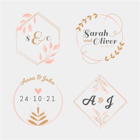 Colección de logotipos de monogramas de boda Vector Gratis