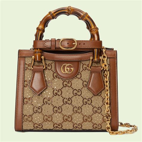 Gucci Diana Mini Tote Bag In Camel And Ebony Canvas Gucci® Canada