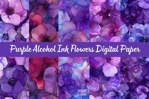 Purple Alcohol Ink Flowers Digital Paper Graphic By Pixargraph · Creative Fabrica